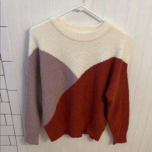 Sophie Rue Cream and Purple Crew Neck Sweater